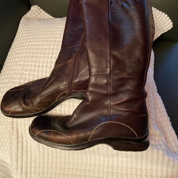 High leather brown cognac winter insulated boots size 36 6 - Picture 2 of 8